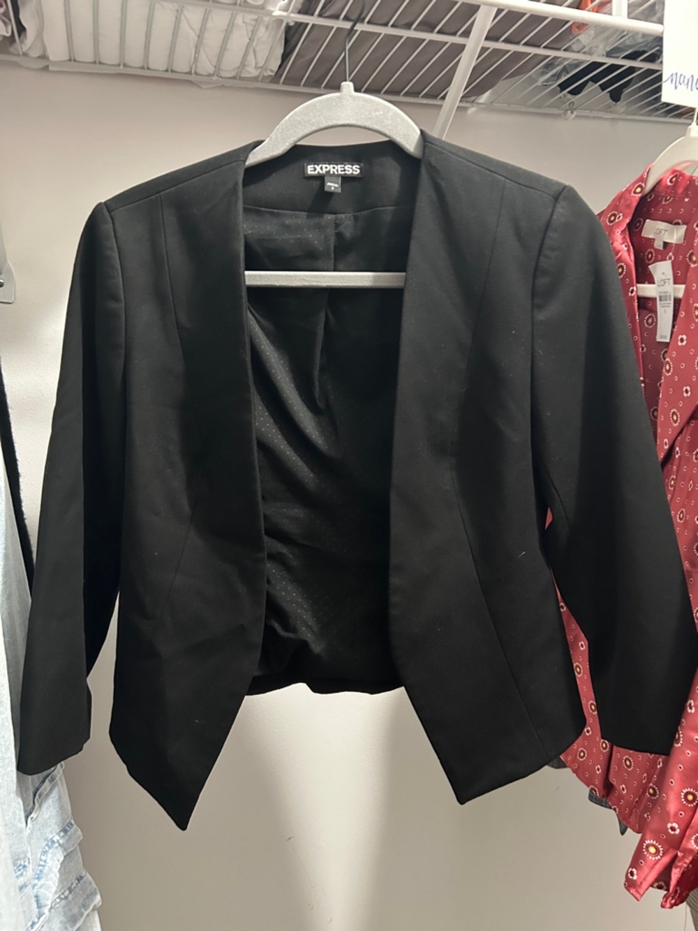 Express Black Open-Front Tailored Blazer